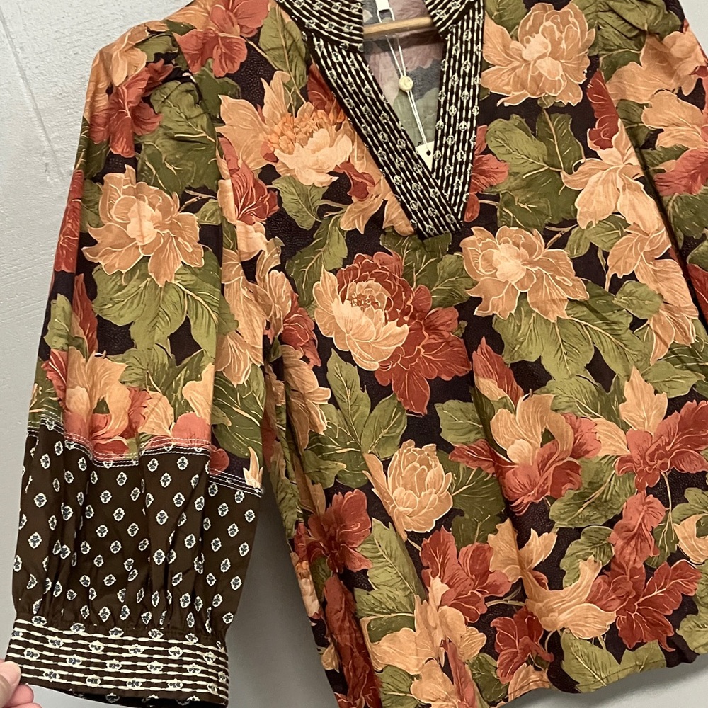 NWT Fall Entro Floral Top Blouse Shirt Large - Picture 6 of 14